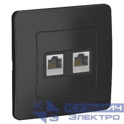 Розетка компьютерная 2-м СП Blanca RJ45 кат.5E антрацит SE BLNIS045456