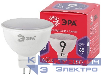Лампа светодиодная RED LINE LED MR16-9W-865-GU5.3 R 9Вт MR16 софит 6500К холод. бел. GU5.3 Эра Б0045353
