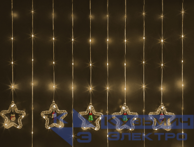 Гирлянда светодиодная "Бахрома" "Звезды и фигурки" 95 012 NGF-D035-01 3х0.6м WW IP20 NAVIGATOR 95012