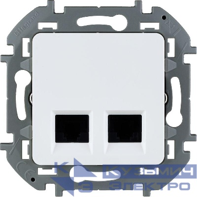 Розетка компьютерная 2-м Inspiria RJ45 кат.6 UTP механизм бел. Leg 673840