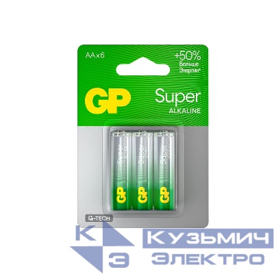 Элемент питания алкалиновый AA/LR6 1.5В Super Alkaline G-Tech 15AA21-2CRSBC6 36/720 (блист.6шт) GP 1228