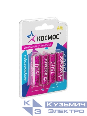 Аккумулятор AA/R6 1500мА.ч NI-MN BP-4 (блист.4шт) КОСМОС KOCR6NIMH1500mAh4BL