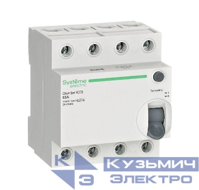 Выключатель дифференциального тока City9 Set 4п 63А 100мА A-S 400В SE C9R76463
