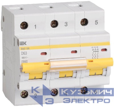 Выключатель автоматический модульный 3п D 40А 10кА ВА47-100 KARAT IEK MVA40-3-040-D