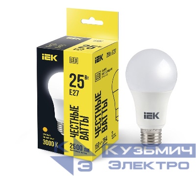 Лампа светодиодная 25Вт A80 грушевидная 3000К тепл. бел. E27 230В IEK LLE-A80-25-230-30-E27