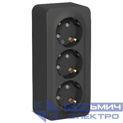 Розетка 3-м ОП Blanca 16А IP20 250В с заземл. защ. шторки с изолир. пластиной антрацит SE BLNRA011316