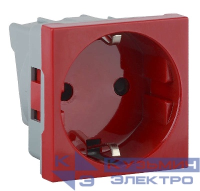 Розетка 1-м 16А IP20 45х45 с заземл. защ. шторки красн. Ruvinil АДЛ 13-901