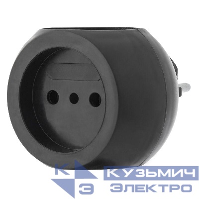 Разветвитель 3-м 6А IP20 Шар 220В черн. Rexant 11-1063-1