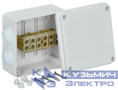 Коробка распаячная ОП КМ 100х100х50мм бел. IEK UKO10-100-050-100-K01-E
