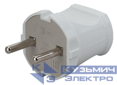 Вилка без заземл. прямая 10А бел. Vx1-W ЭРА Б0039671