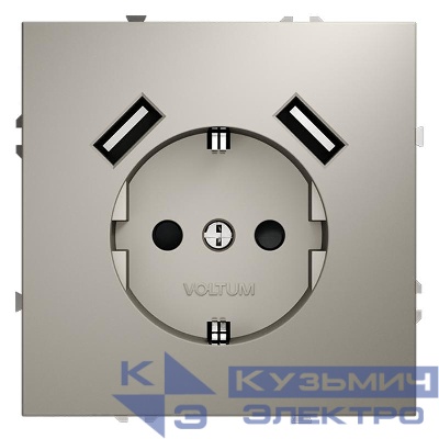 Розетка 1-м СП S70 16А с USB A+A с заземл. защ. шторки механизм кашемир Voltum VLS040403