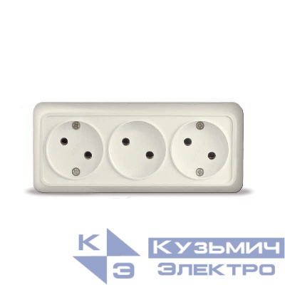 Розетка 3-м ОП Олимп 16А IP20 без заземл. сл. кость UNIVersal 1166