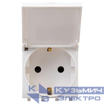 Розетка 1-м 2мод. Avanti "Белое облако" 16А IP41 2P+E защ. шторки с крышкой бел. DKC 4400012
