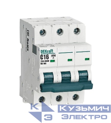 Выключатель автоматический модульный 3п C 16А 10кА ВА-105 DEKraft 13177DEK