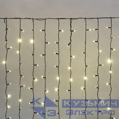 Гирлянда светодиодная "Светодиодный Дождь" 2х1.5м 360LED тепл. бел. 23Вт 230В IP65 постоян. свечение провод черн. (нужен шнур питания 303-500) Neon-Night 235-126