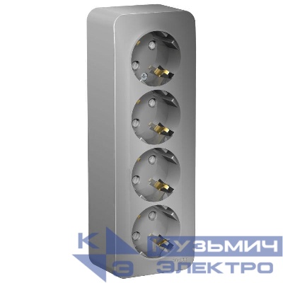 Розетка 4-м ОП Blanca 16А IP20 250В с заземл. защ. шторки с изолир. пластиной алюм. SE BLNRA011413