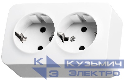 Розетка 2-м ОП 16А IP20 с заземл. защ. шторки бел. Jasmart FS5504W