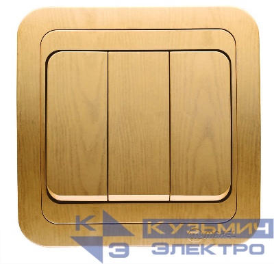 Выключатель 3-кл. СП Mimoza 10А IP20 дуб/дуб Makel 24291