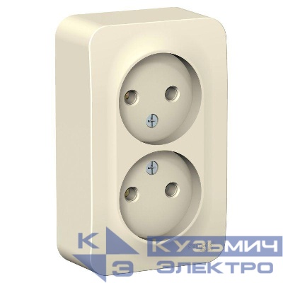 Розетка 2-м ОП Blanca 16А IP20 250В без заземл. без защ. шторок с изолир. пластиной молоч. SE BLNRA000212