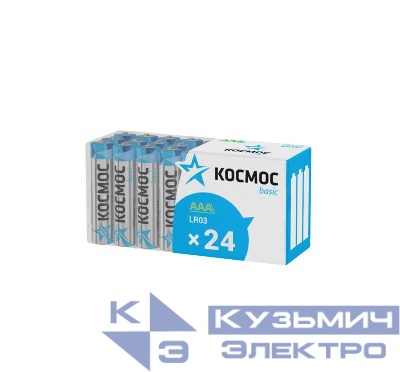 Элемент питания алкалиновый AAA/LR03 пластик. бокс (уп.24шт) КОСМОС KOCLR03_24BOX