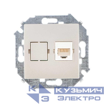 Розетка компьютерная СП Simon 15 RJ45 кат.5E Systimax механизм шампань Simon 1591598-034