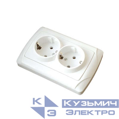 Розетка 2-м СП Маргарита 16А IP20 с заземл. бел. UNIVersal М0128