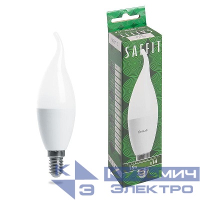 Лампа светодиодная SBC3715 15Вт C37T свеча на ветру 4000К E14 230В SAFFIT 55205