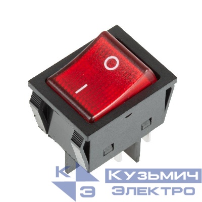 Выключатель клавишный 250В 25А (4с) ON-OFF красн. с подсветкой REXANT 36-2343