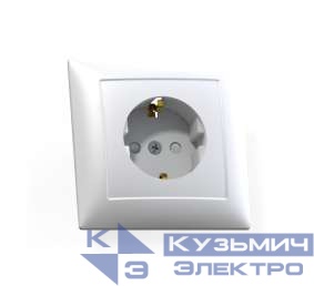 Розетка 1-м СП Селена РС16-400 16А IP20 с заземл. защ. шторки бел. Кунцево 8121