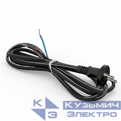 Шнур сетевой с вилкой 2м без заземл. 10А ПВС 2х1 черн. DOMTOK 2774