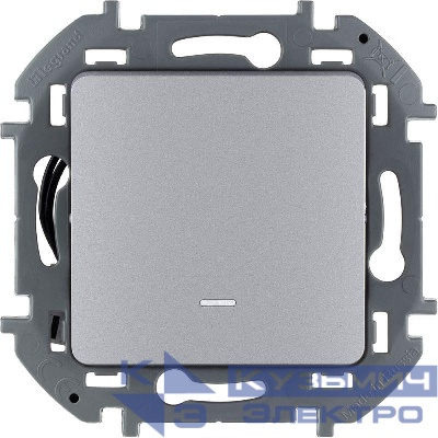 Переключатель 1-кл. Inspiria 10А IP20 250В 10AX с подсветкой / индикацией механизм алюм. Leg 673662