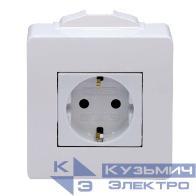 Коробка 1-м ОП PDD-N60 16А IP00 с заземл. с силовой роз. BRAVA 2мод. бел. DKC 10482