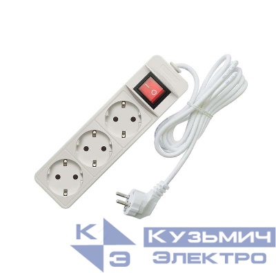 Удлинитель 3х3м с заземл. 10А IP20 2.2кВт ПВС с выкл. Союз 481S-7303