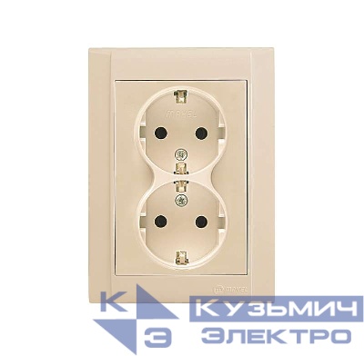Розетка 2-м СП Defne 16А IP20 с заземл. крем Makel 42010057