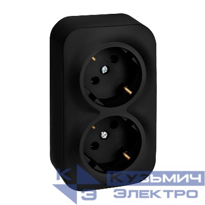 Розетка 2-м ОП Quteo 16А IP20 250В 2х2P+E с заземл. без защ. шторок черн. матов. IEK 782470