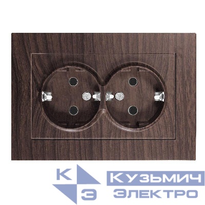 Розетка 2-м СП Афина 16А IP20 с заземл. в сборе венге Universal A0128-V