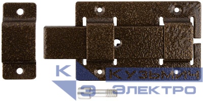 Задвижка накладная усиленная для дверей прямоугольный ригель бронза 66692