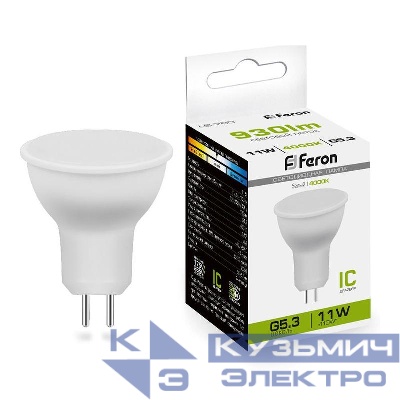 Лампа светодиодная LB-760 11Вт MR16 4000К G5.3 230В FERON 38138