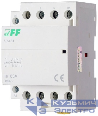 Контактор ST63-31 (3NO+1NC 6.4Вт 3 модуля монтаж на DIN-рейке 230В AC 63А IP20) F&F EA13.001.013