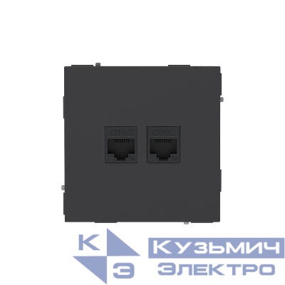 Розетка компьютерная 2-м KANT RJ45 кат.5E без шторки черн. уголь DKC 7012664