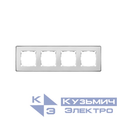 Рамка 4-м Simon82 Detail бел.; основание хром Simon 8201640-244