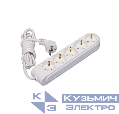 Удлинитель 5х2м с заземл. 16А IP20 ПВС 3х1.5 защ. шторки Makel N5210034