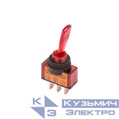 Тумблер 12В 20А (3с) ON-OFF 1п с красн. подсветкой (ASW-13D) Rexant 36-4370