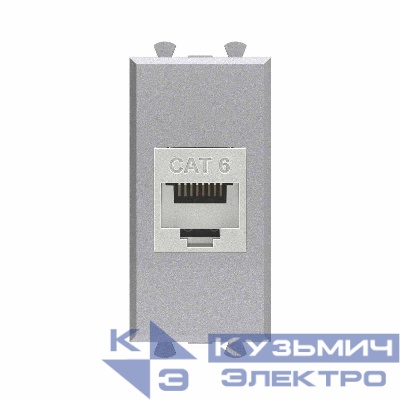 Розетка компьютерная 1мод. Avanti "Закаленная сталь" RJ45 кат.6 без шторок экранир. модульная механизм DKC 4404791