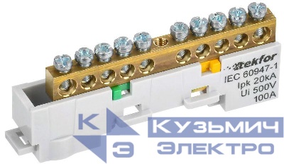 Шина PE "земля" неизол. на универс. держ. 6х9-10-Ж TEKFOR IEK TF-NN10-10-DL-K05