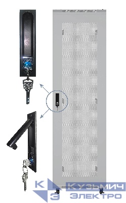 Дверь для шкафа серии Expert 18U Ширина 600, металлическая с перфорацией, серая, Netko