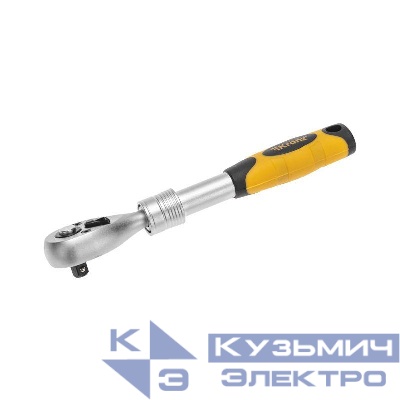 Ключ телескопический трещоточный 1/4 162-210мм CrV двухкомпонентн. рукоятка Kranz KR-12-8413