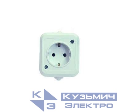 Розетка 1-м ОП 16А IP44 с заземл. п/герм. бел. Makel 18308
