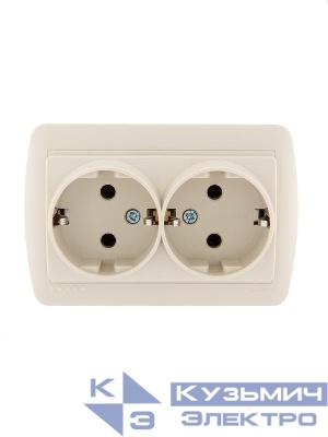 Розетка 2-м ОП Demet 16А IP20 с заземл. закрыт. корпус керамика крем. LEZARD 711-0300-127