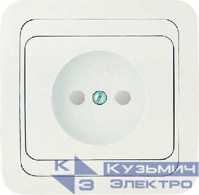 Розетка 1-м СП Mimoza 10А IP20 без заземл. защ. шторки бел./бел. Makel 12052